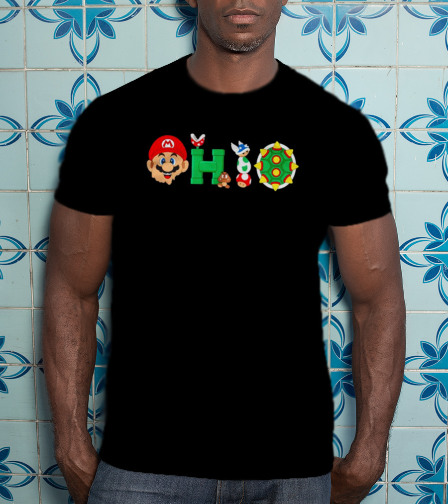 Ohio Super Mario Characters Goomba Bowser Pipe Piranha Plant Spiny Shell T-Shirt