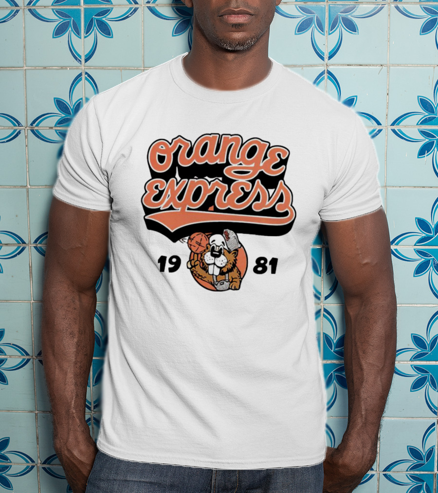 Orange Express 1981 OSU Basketball Beavers Cartoon T-Shirt