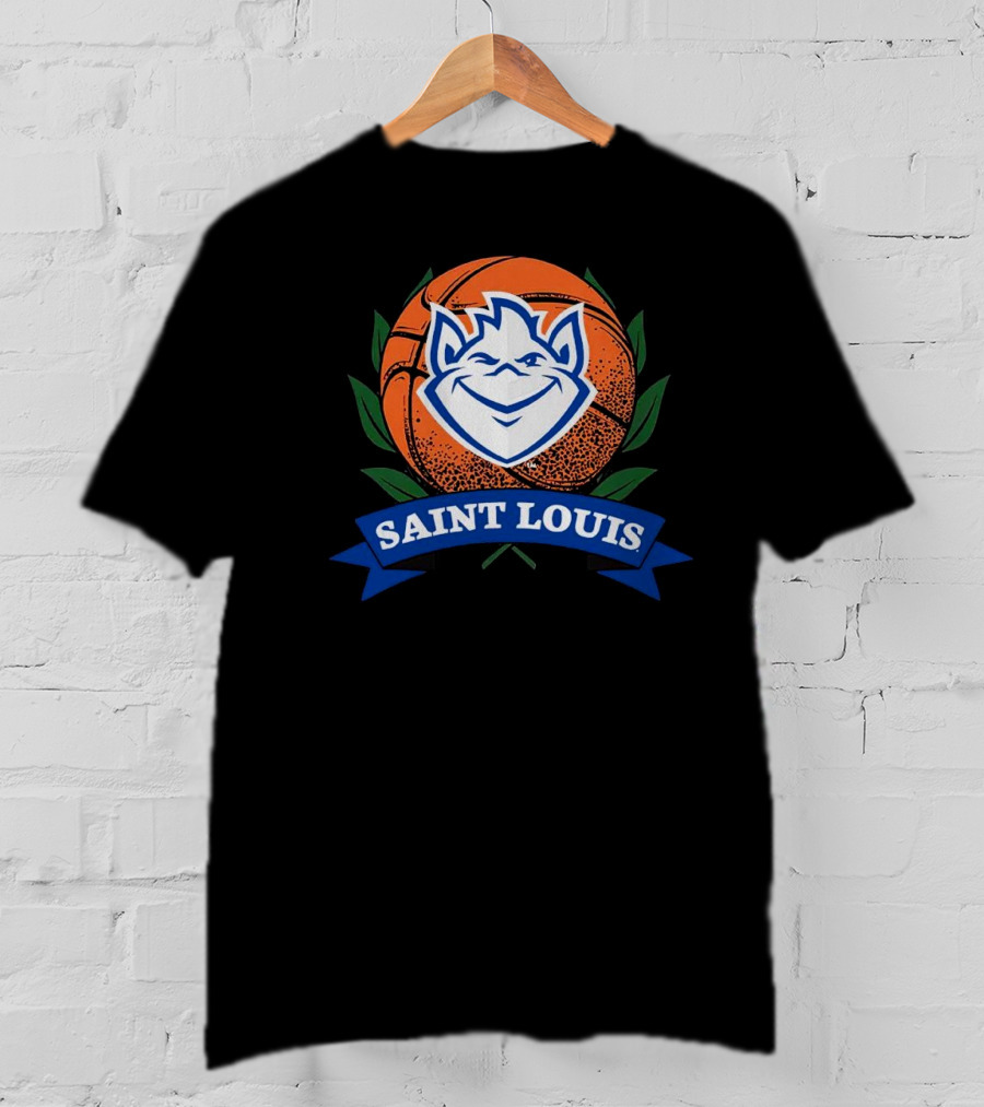 Saint Louis Billikens Basketball Emblem With Iconic Mascot And Orange Basketball T-Shirt