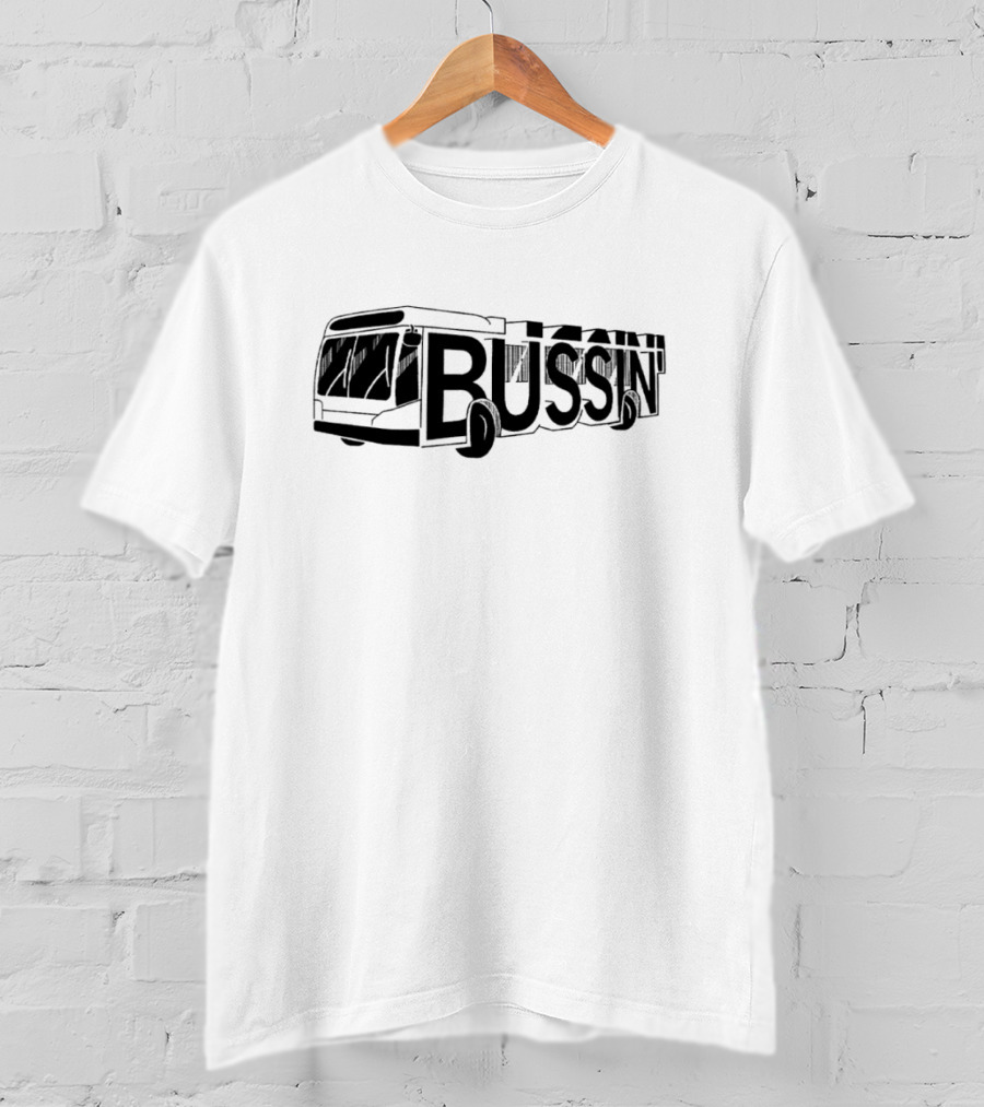 Bus Bussin Text Shaped Into Bus T-Shirt