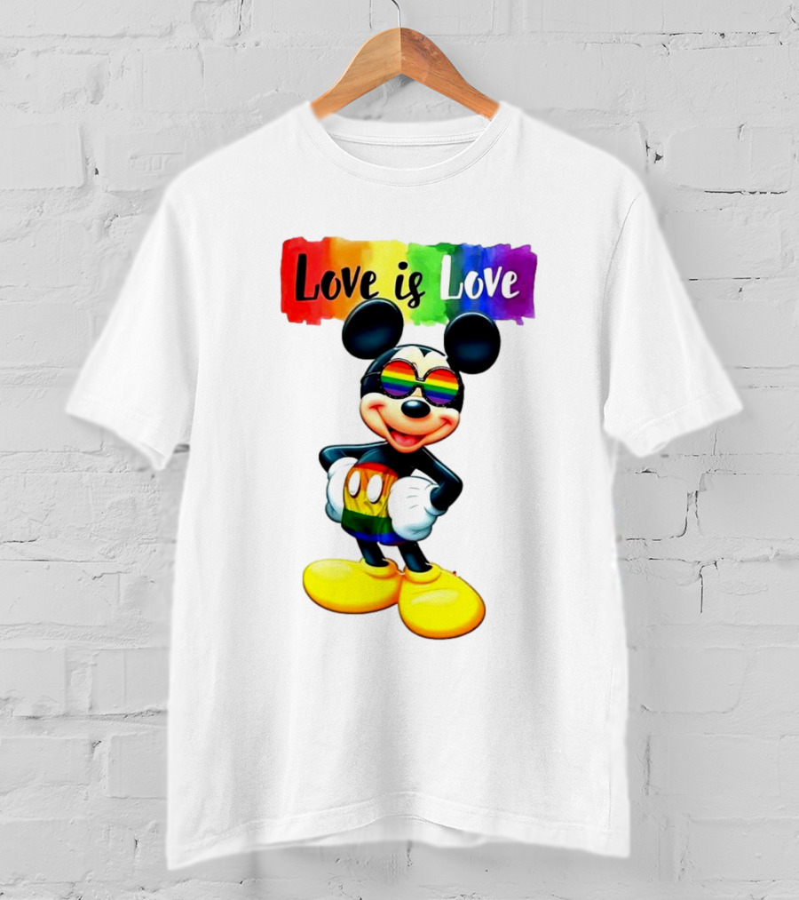 Mickey Mouse Love Is Love Rainbow Happy Pride T-Shirt
