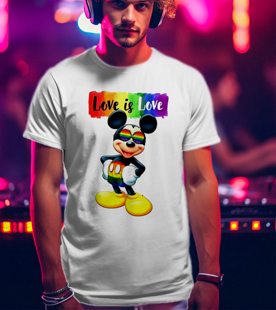 Mickey Mouse Love Is Love Rainbow Happy Pride T-Shirt
