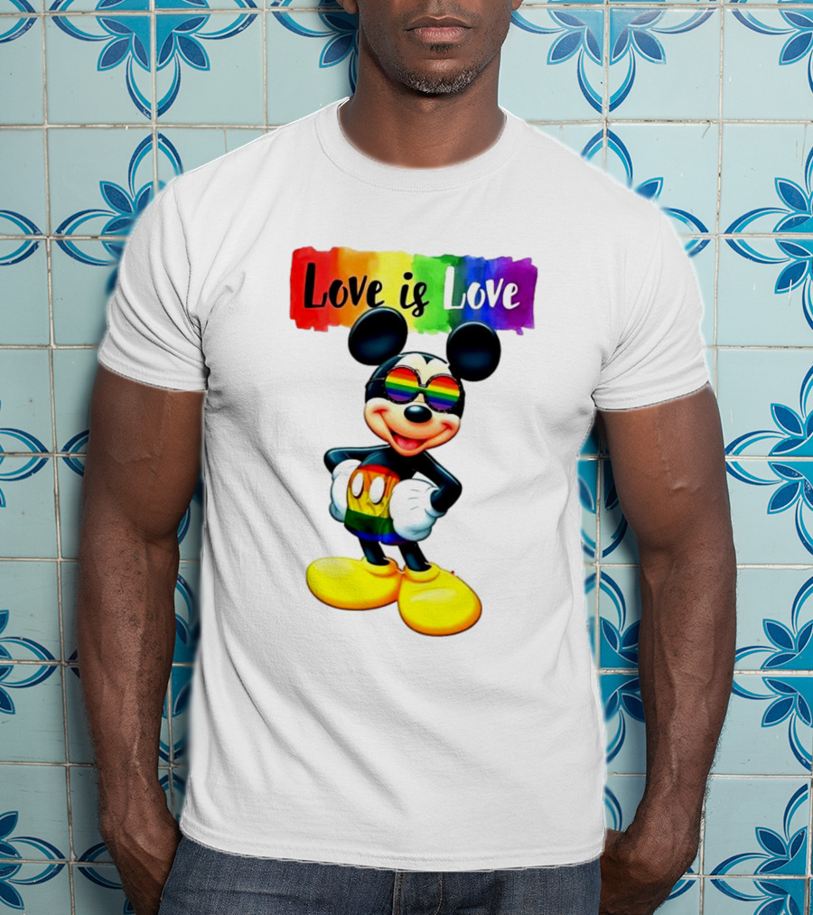 Mickey Mouse Love Is Love Rainbow Happy Pride T-Shirt