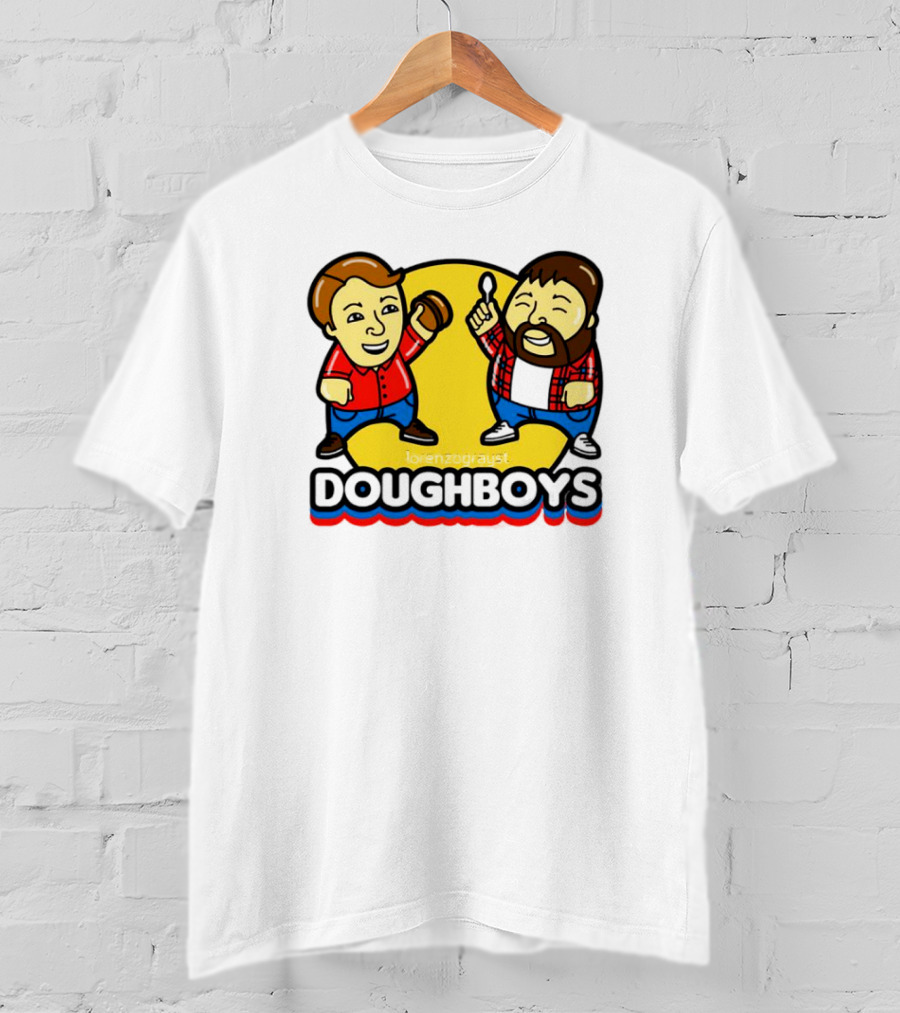 Doughboys Podcast Cartoon Characters Holding Food Items T-Shirt