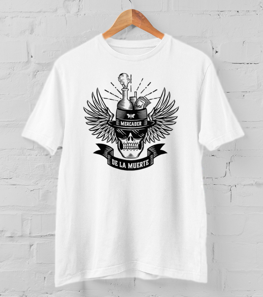 Breaking Bad Mercader De La Muerte Skull Wings Flask Money Smoke T-Shirt