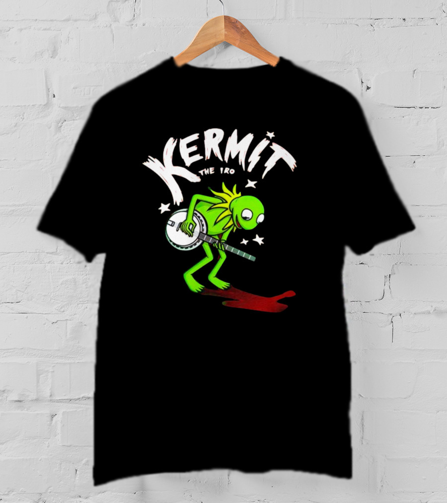 Kermit The Frog Playing Banjo With Stars And Red Shadow T-Shirt