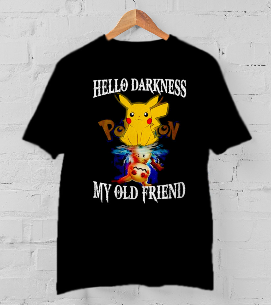 Pikachu Hello Darkness My Old Friend Reflective Mimikyu Pokedex T-Shirt