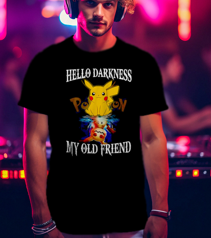 Pikachu Hello Darkness My Old Friend Reflective Mimikyu Pokedex T-Shirt