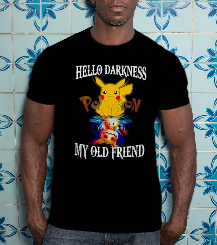 Pikachu Hello Darkness My Old Friend Reflective Mimikyu Pokedex T-Shirt