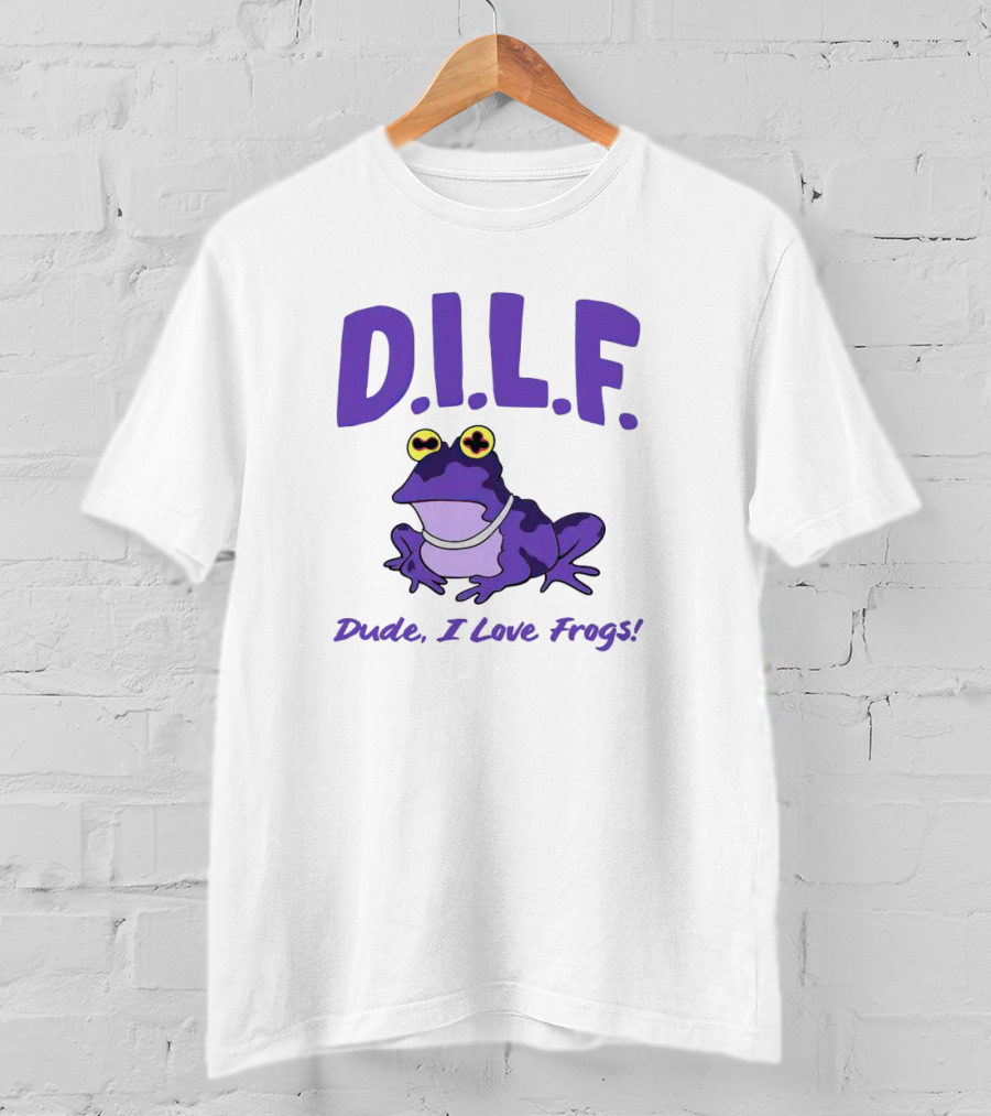 TCU Horned Frogs DILF Dude I Love Frogs Purple Cartoon Frog T-Shirt