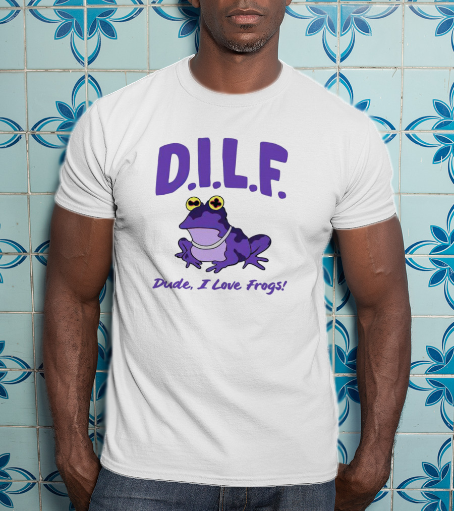 TCU Horned Frogs DILF Dude I Love Frogs Purple Cartoon Frog T-Shirt