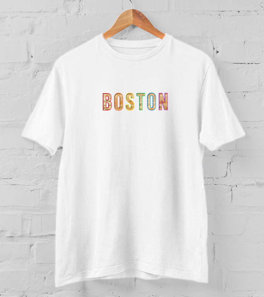 Boston Pride Rainbow Rustic Wood Style Sign T-Shirt
