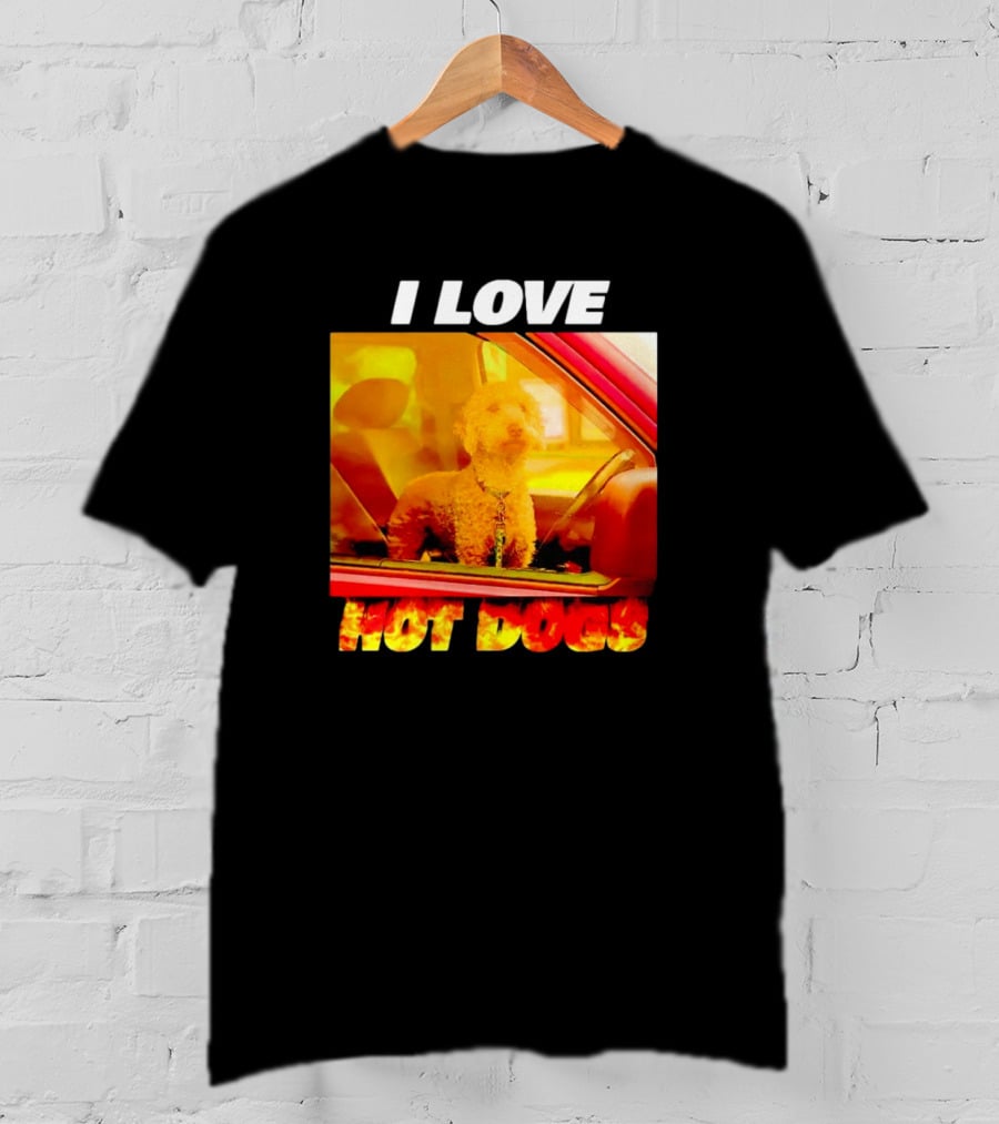 I Love Hot Dogs Dog In Car T-Shirt
