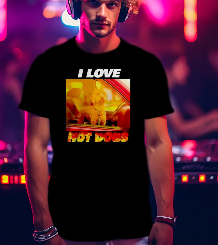 I Love Hot Dogs Dog In Car T-Shirt