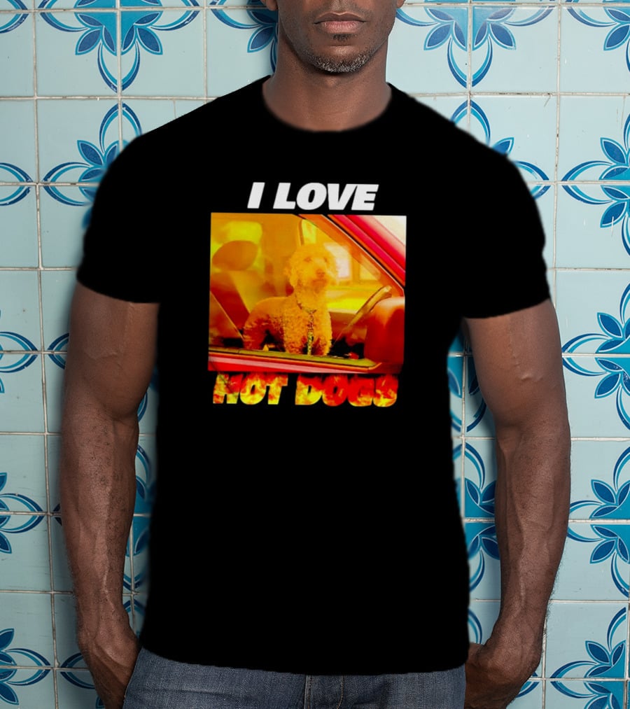 I Love Hot Dogs Dog In Car T-Shirt