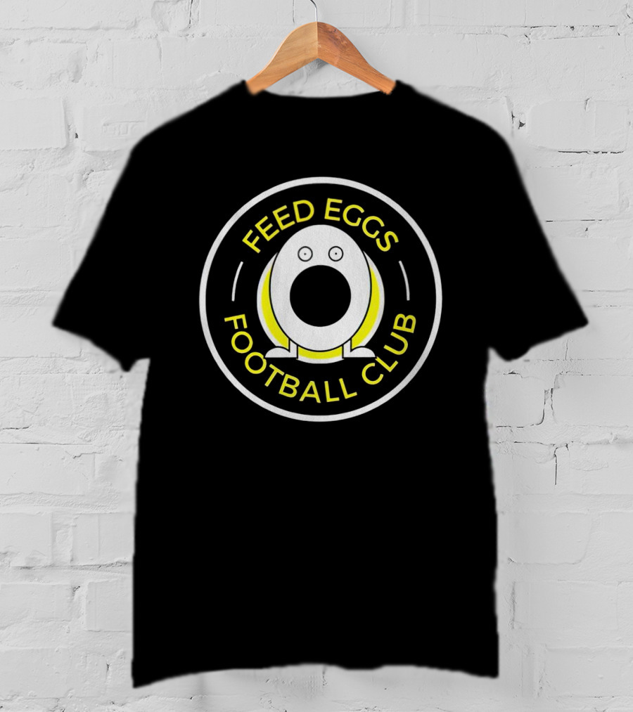 Feed Eggs Football Club Circular Emblem Black Yellow White T-Shirt