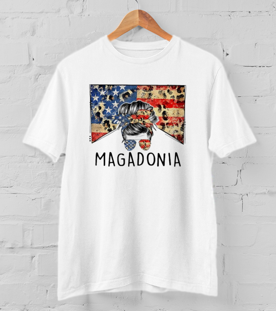 Messy Bun American Flag Magadonia T-Shirt
