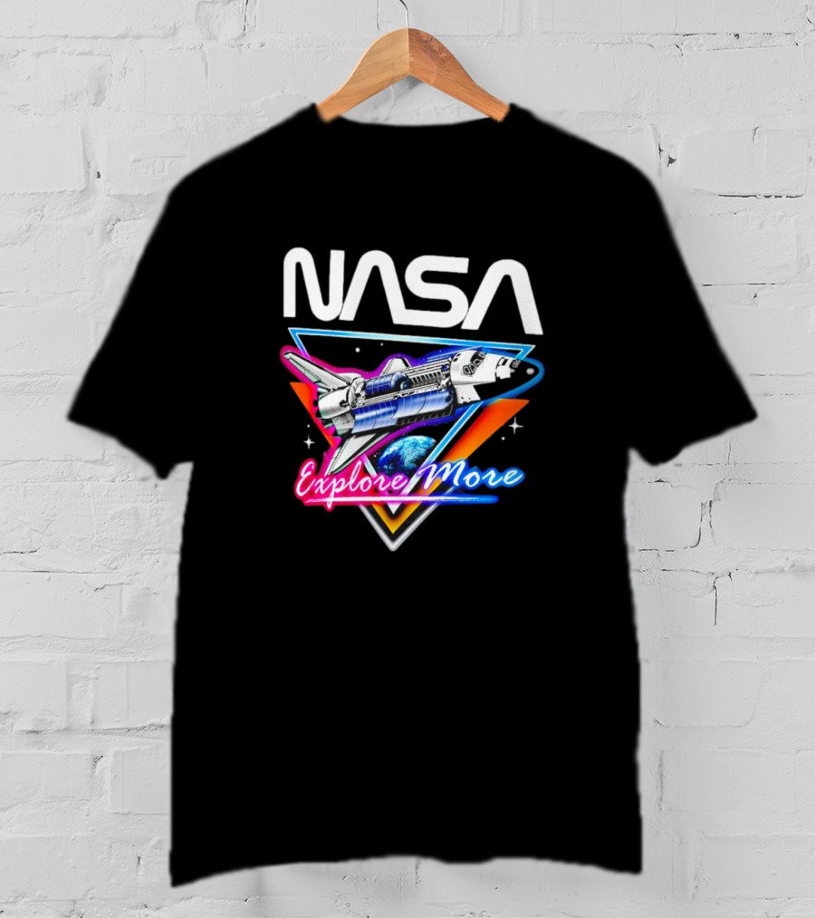 NASA Explore More Space Shuttle Triangle Earth Retro T-Shirt