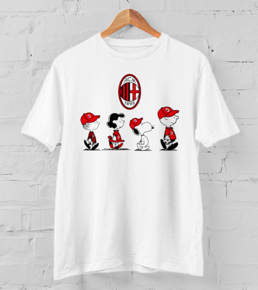 AC Milan FC Peanuts Snoopy Characters Walking T-Shirt