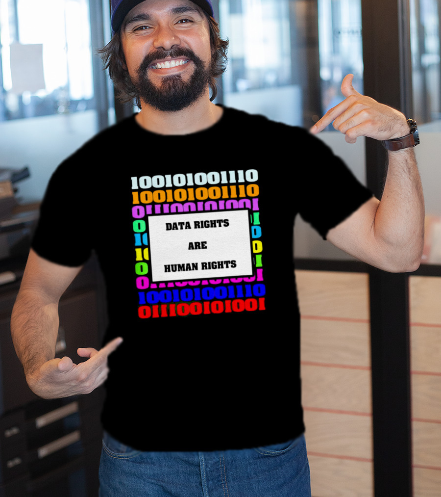 Binary Data Rights Are Human Rights Multicolor T-Shirt