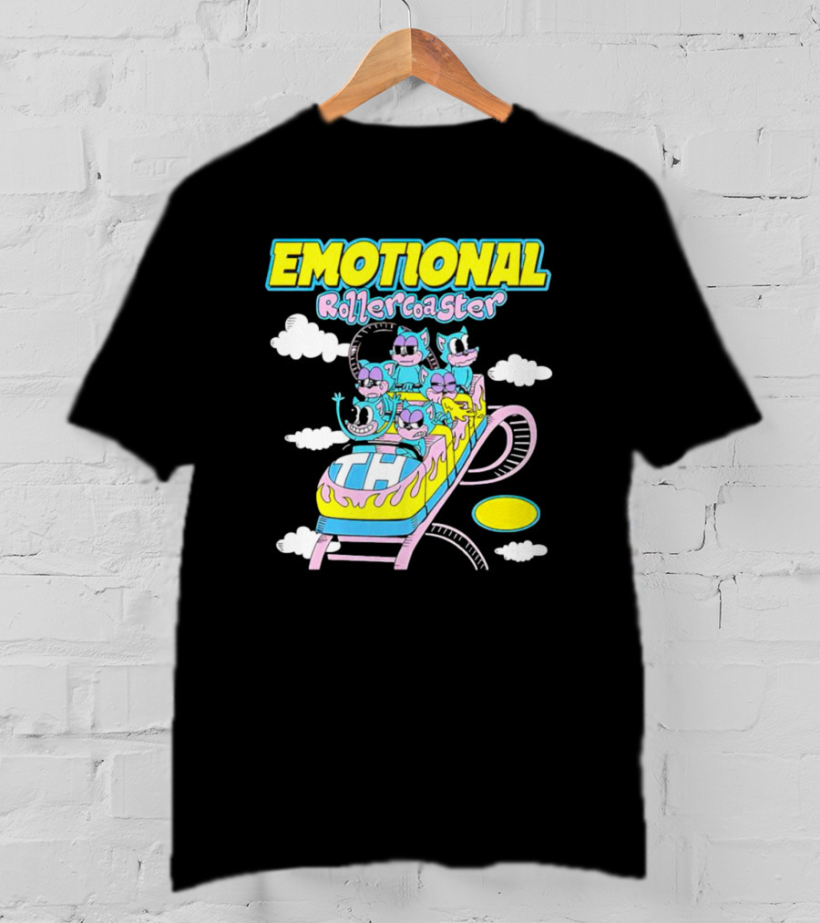 Emotional Rollercoaster Cartoon Characters On Amusement Ride T-Shirt