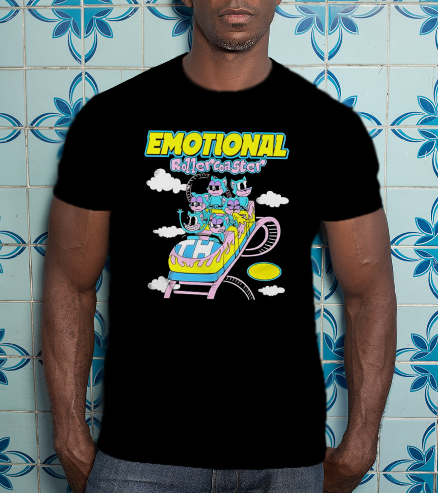 Emotional Rollercoaster Cartoon Characters On Amusement Ride T-Shirt