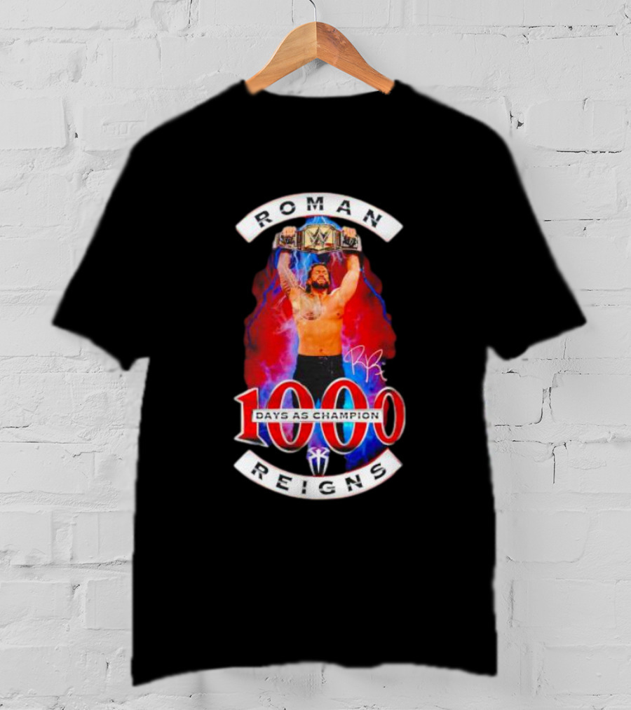 Roman Reigns 1000 Days As Champion Signature WWE Title T-Shirt