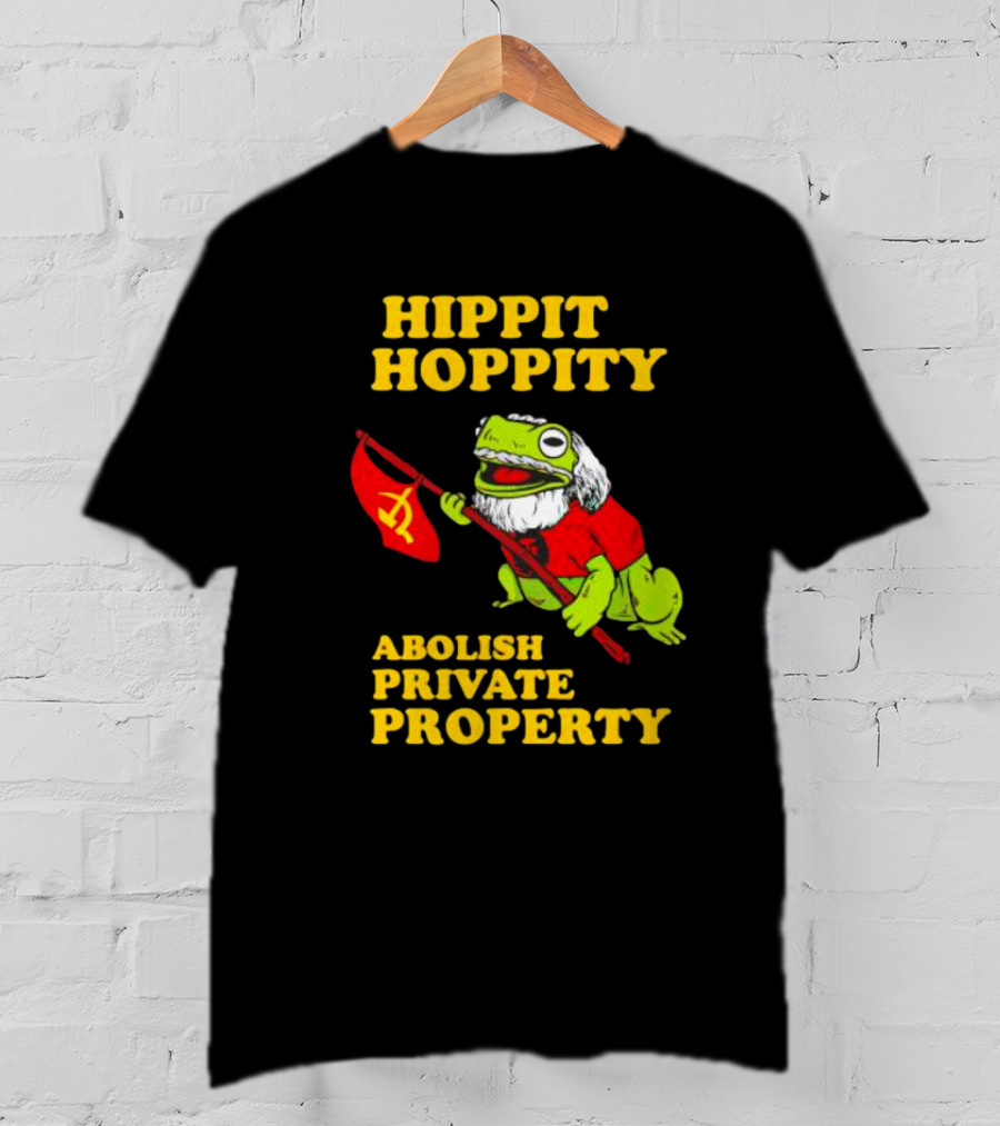 Hippity Hoppity Abolish Private Property Frogs Communist Flag T-Shirt