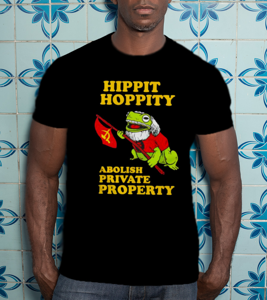 Hippity Hoppity Abolish Private Property Frogs Communist Flag T-Shirt