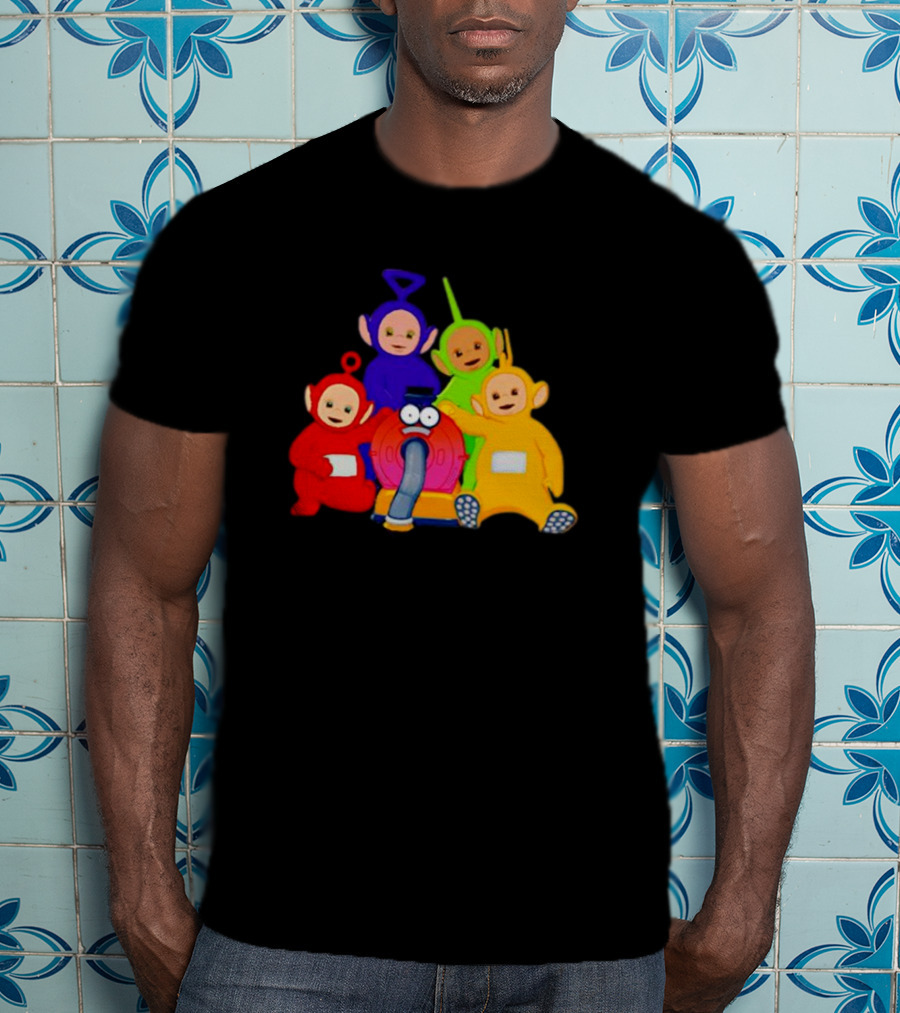 Teletubbies Characters And Noo-Noo Vacuum Clean Identical Four Cartoon Puppets T-Shirt