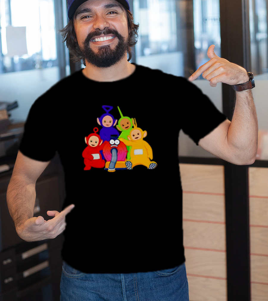 Teletubbies Characters And Noo-Noo Vacuum Clean Identical Four Cartoon Puppets T-Shirt