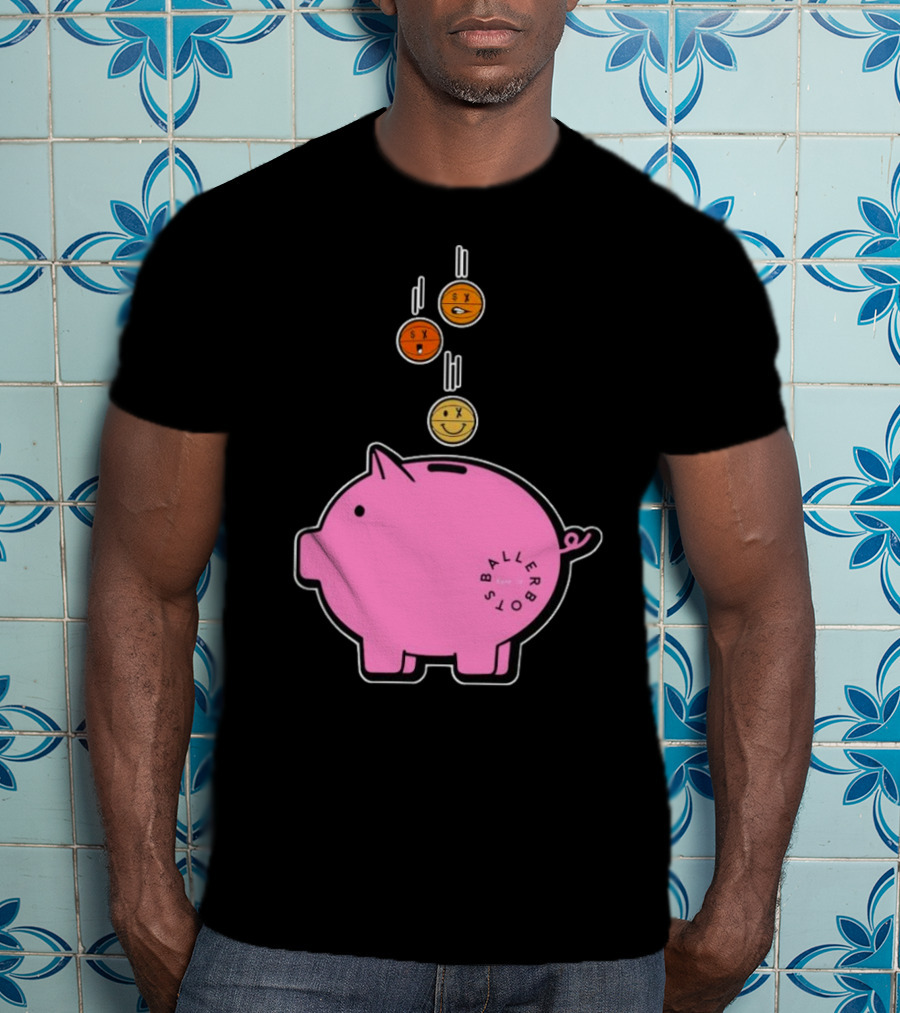 Ballers Bots Piggy Bank With Falling Emoji Coins T-Shirt