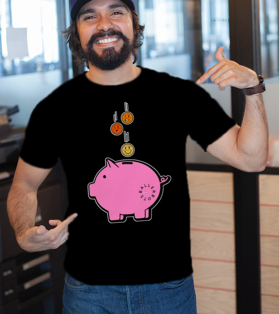 Ballers Bots Piggy Bank With Falling Emoji Coins T-Shirt
