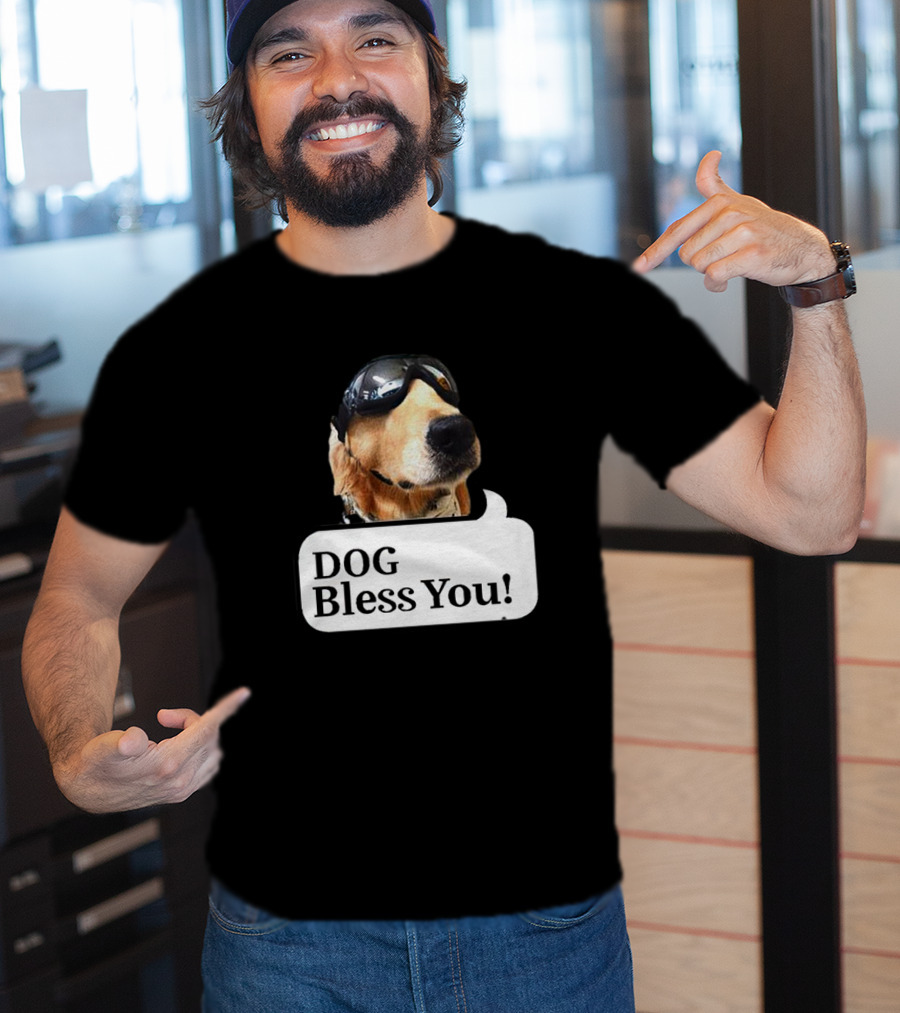 DOG Bless You Dog With Goggles T-Shirt