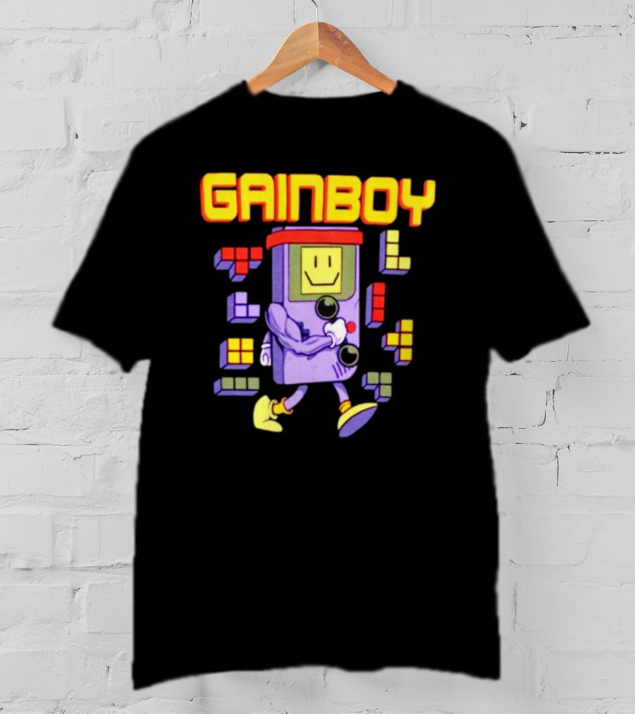Gainboy Retro Game Character Blocks Fun T-Shirt