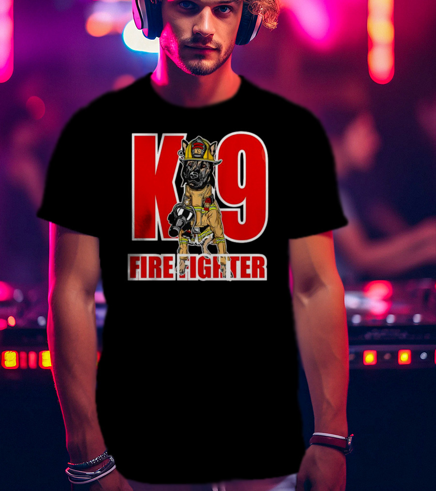 K9 Fire Fighter Dog In Firefighter Gear T-Shirt