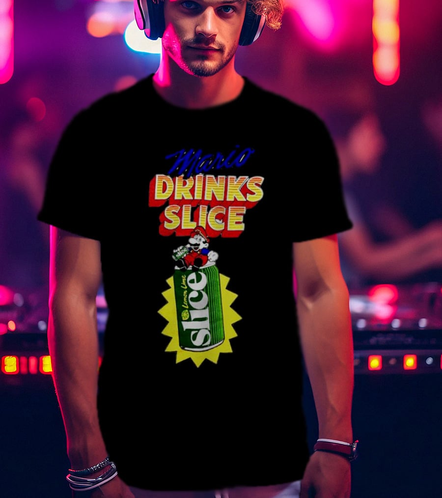Mario Drinks Slice Lemon Lime Iconic Crossover T-Shirt