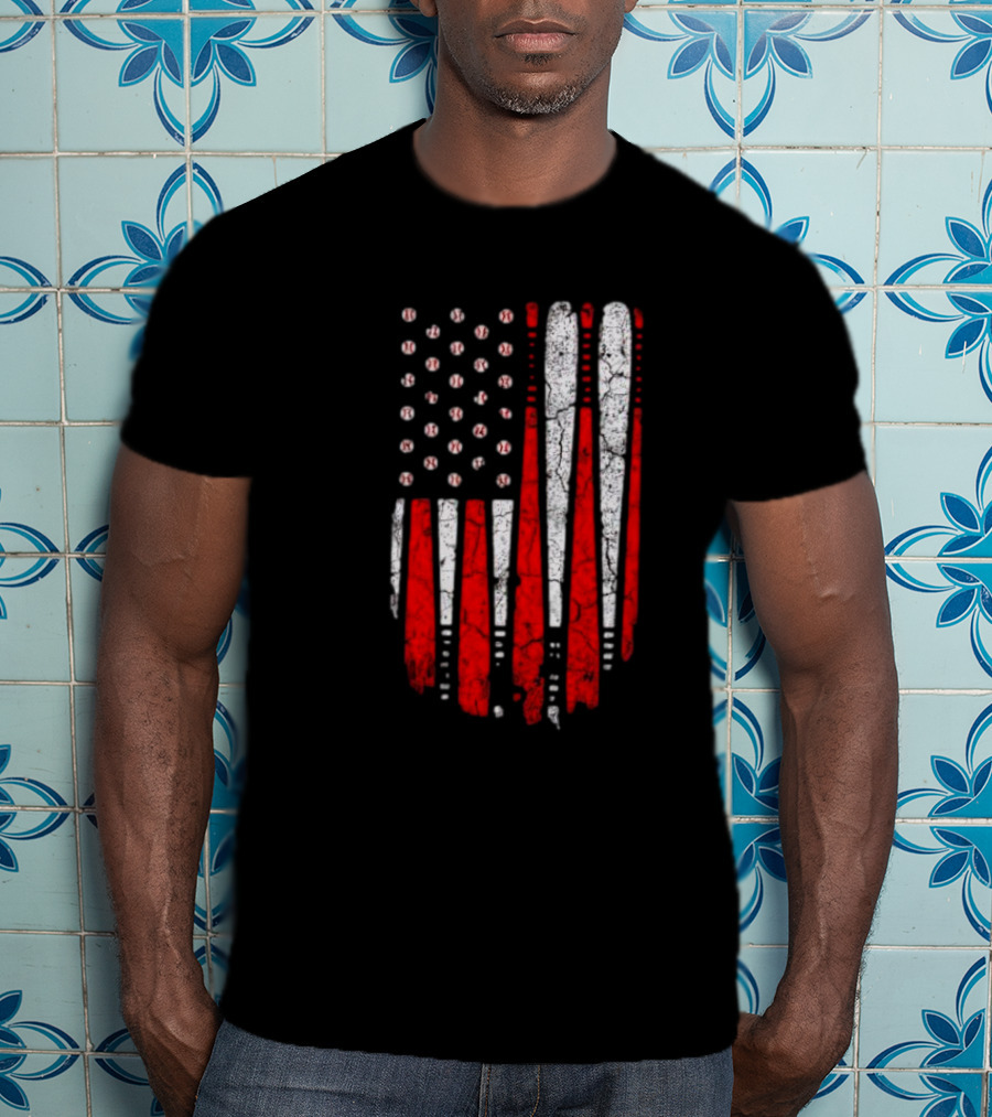 Minnesota Twins American Flag Baseball Bat T-Shirt