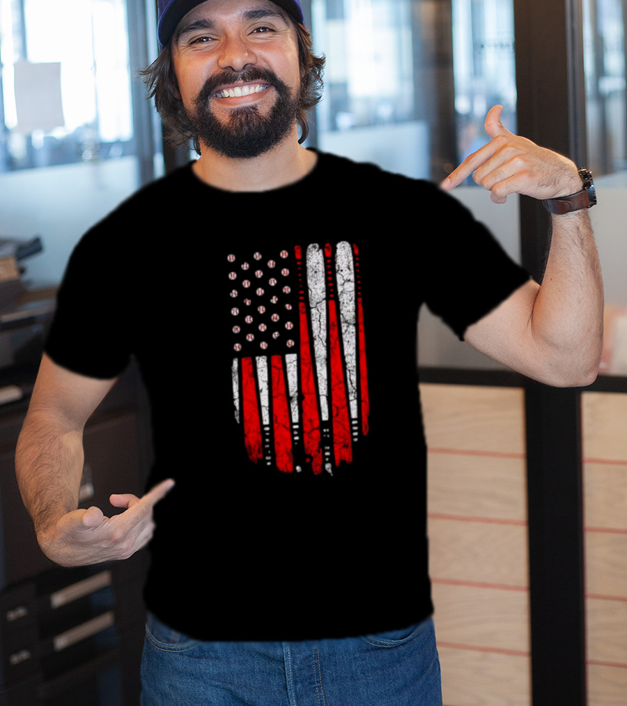 Minnesota Twins American Flag Baseball Bat T-Shirt