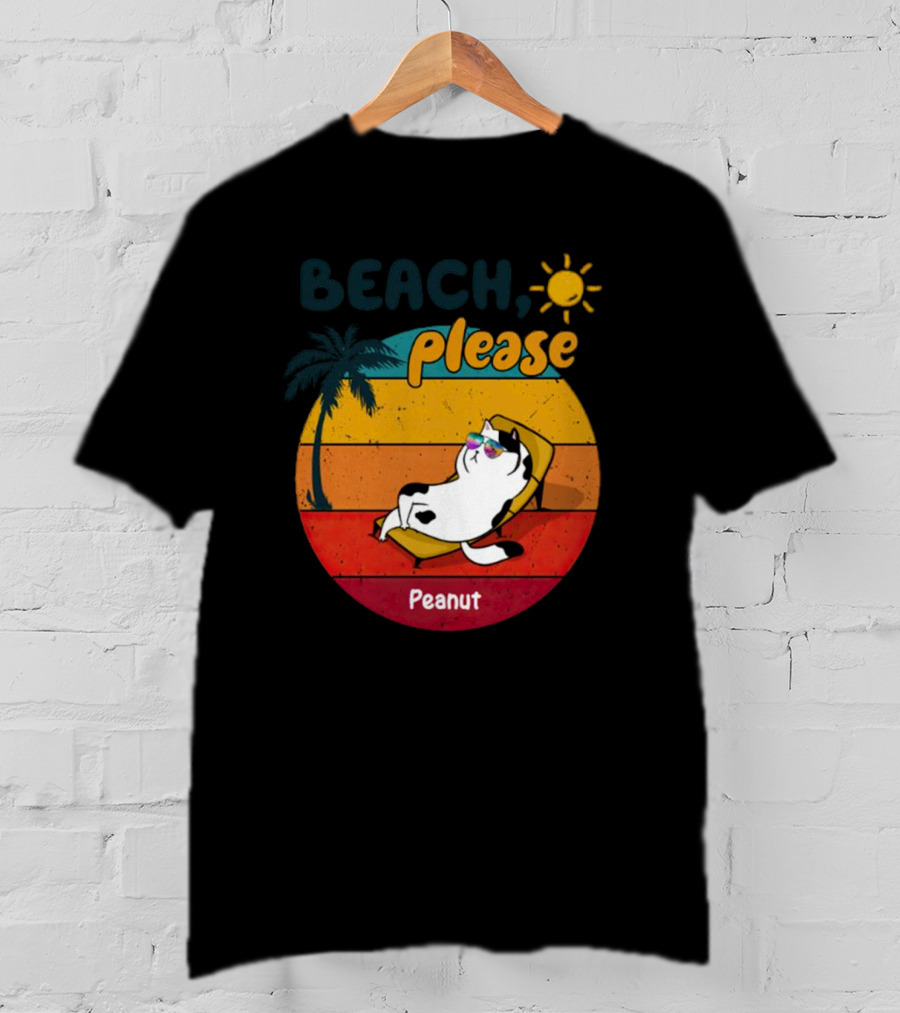 Beach Please Cat Summer Personalized Peanut T-Shirt