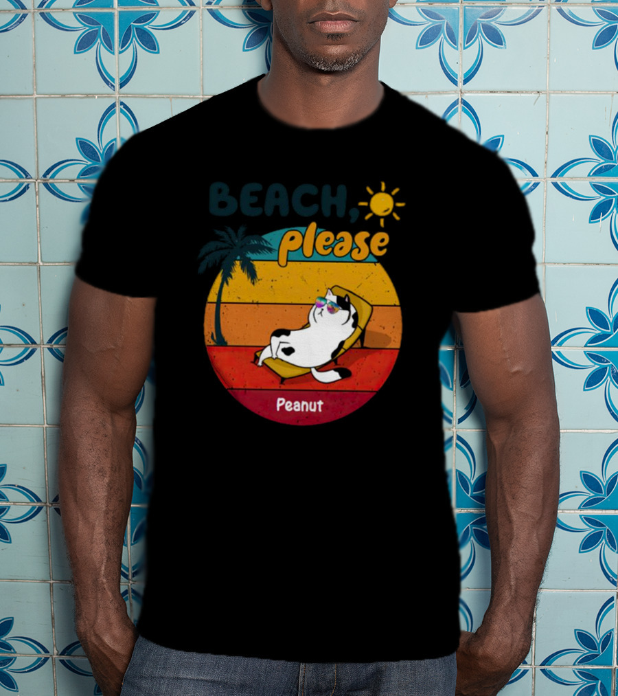 Beach Please Cat Summer Personalized Peanut T-Shirt