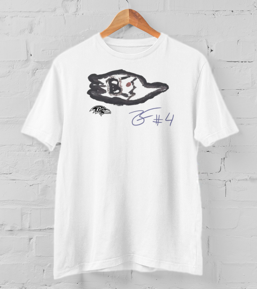 Rookies Paint Baltimore Ravens B Signature #4 Zay Flowers T-Shirt