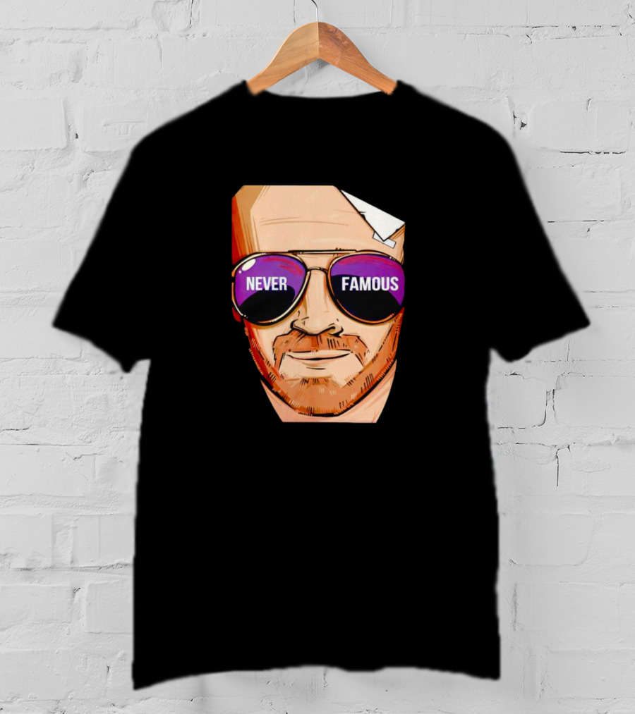 Never Famous Sunglasses Face Artwork Reflection T-Shirt