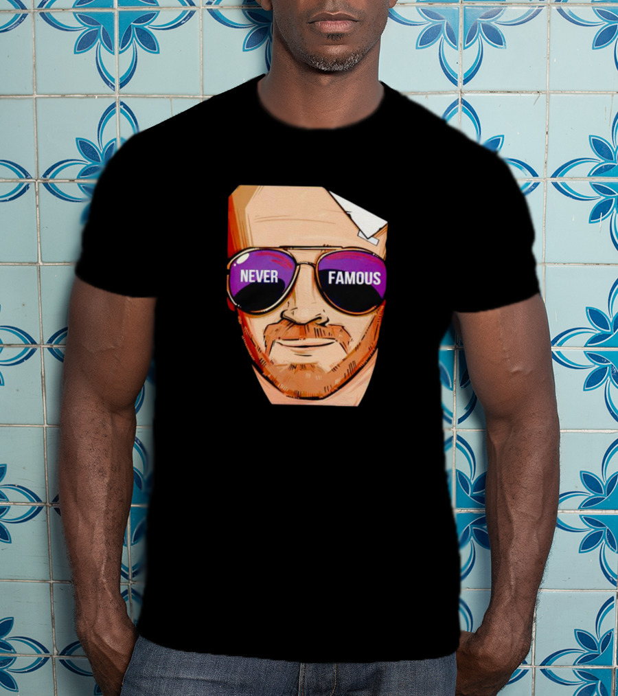 Never Famous Sunglasses Face Artwork Reflection T-Shirt