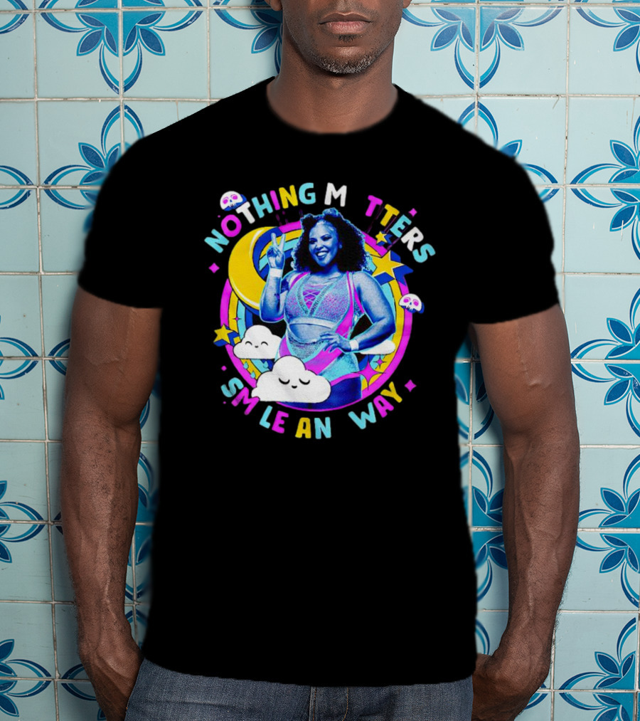 Willow Nightingale Nothing Matters Smile Anyway Colorful Moon Clouds Stars T-Shirt