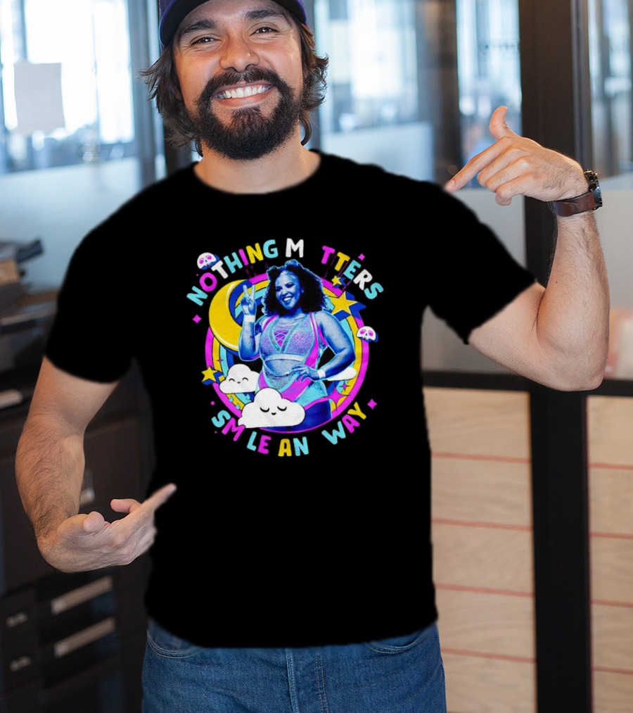 Willow Nightingale Nothing Matters Smile Anyway Colorful Moon Clouds Stars T-Shirt