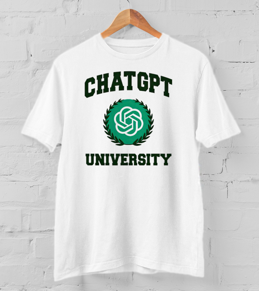 CHAT GPT University Crest Logo Green Circle T-Shirt