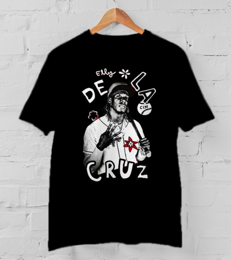 Elly De La Cruz Baseball Star Hand Sign Art By Cincyshirts Mlbpa T-Shirt