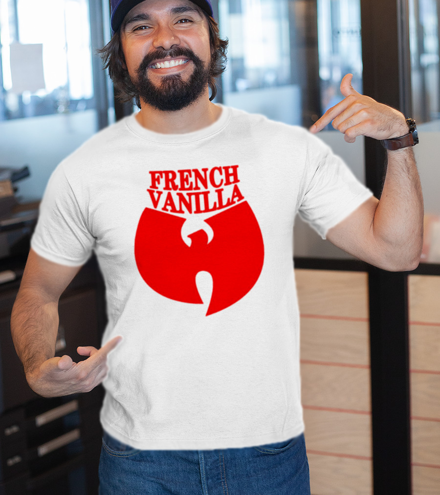 French Vanilla Wutang Logo Red Emblem T-Shirt