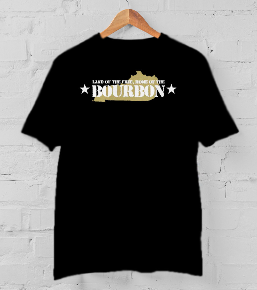 Land Of The Free Home Of The Bourbon Kentucky Map With Stars T-Shirt